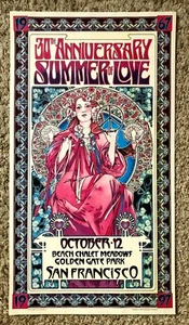 Original Summer Of Love 30th Anniversary Golden Gate Park SF Poster Bob Messe - Picture 1 of 10