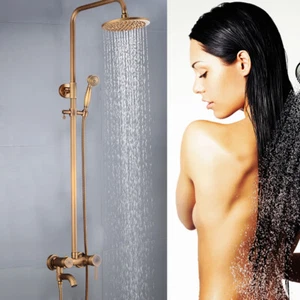 Antikes Regenduschset System Duscharmatur Set Messing Mischbatterie & Handbrause - Bild 1 von 12