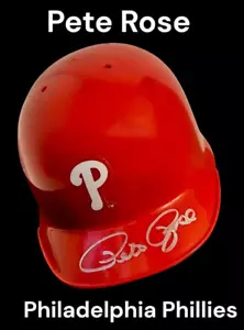 PETE ROSE AUTOGRAPHED SIGNED PHILADELPHIA PHILLIES MINI BASEBALL HELMET wAP COA - Picture 1 of 6