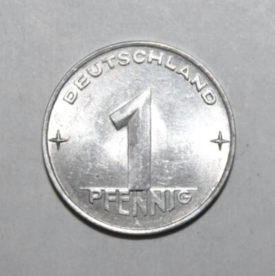 S6 - East Germany 1 Pfennig 1953-A Choice Unc. Aluminum Coin - Grain Sprigs - Image 1 of 2