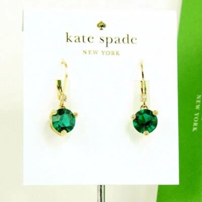 Nuevo con etiquetas Kate Spade Pave Rise and Shine Round mini pendiente abatible con palanca $48 verde Foto 1 de 4