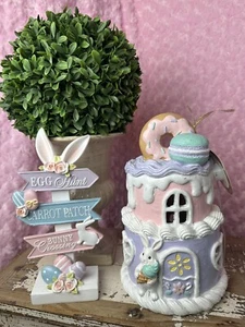 NWT 10” Light Up Bella Lux Spring Collection Easter Bunny Donut Macaroon Cake - Picture 1 of 11