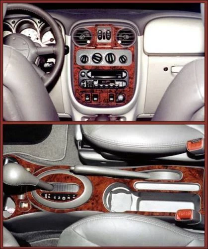CHRYSLER PT CRUISER FIT 2001 02 03 04 05 KIT DE ACABAMENTO DE PAINEL DE CARBONO MADEIRA CONJUNTO INTERIOR - Imagem 1 de 4