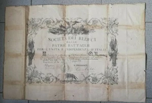 AUTOGRAFO MENOTTI GARIBALDI DIPLOMA SOCIETA' REDUCI PATRIE BATTAGLIE INDIPENDENZ - Foto 1 di 1