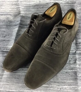 Saks Fifth Avenue Hamlin Dress Shoes Mens 10.5M Brown Suede Leather Cap Toe - Picture 1 of 9