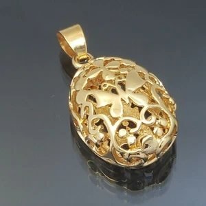 18K Gold Filled Stunning Italian Oval 18ct GF Intricate Butterfly Pendant 20mm - Picture 1 of 11