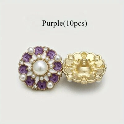 10x Vintage Floral Metal Buttons Imitation Pearl Decorative Alloy Fasteners Sew - Image 1 of 4