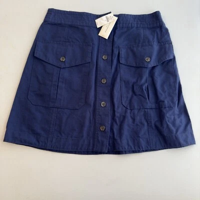 Minifalda Banana Republic Sloan línea A de lino para mujer 10 bolsillos delanteros con botones azules Foto 1 de 4