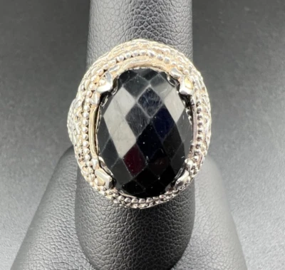 PHILLIP GAVRIEL 18K YELLOW GOLD STERLING SILVER 925 BLACK SPINEL RING SZ 9 - Image 1 of 4