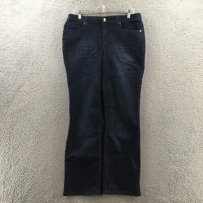 Christopher & Banks 直筒牛仔裤女式 10(实际 34X31.5)蓝色牛仔拉链 — 第 1/4 张图片