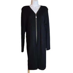 Calvin Klein Damen Front Zip Schwarz Rippstrick Kleid Gr. XL 19x39 Dual Dir. Reißverschluss - Bild 1 von 12