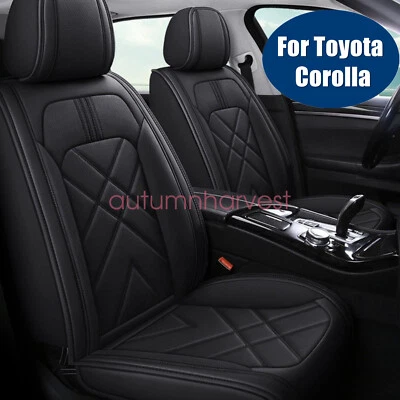 For Toyota Corolla Car 5-Seat Cover Full Set Leather Protector Cushion Pad Black - Image 1 of 4