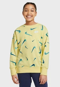 NWT$45 Nike Youth Big girls NSW Loose Fit 3D Swoosh Sweatshirt Yellow DA1244 712 - Picture 1 of 9