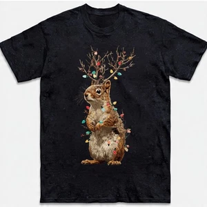Camiseta Navidad Ardilla Reno Cuernos Luces Divertido Animal Regalo Sudadera - Imagen 1 de 24
