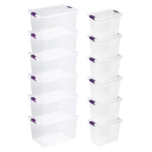 Sterilite 66 Quart Latch Lid Tote, 6 Pack, and 27 Quart Latch Lid Tote, 6 Pack - Picture 1 of 11