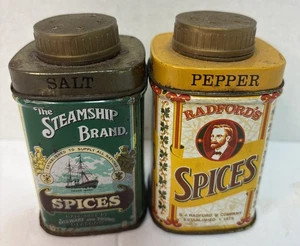 Salt & Pepper Steamship & Radford's Spices Shaker Tins - Picture 1 of 7