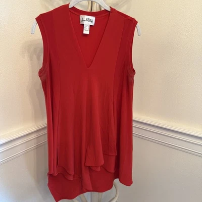 Joseph Ribkoff Top Size 6 Style 161060 Red Sleeveless Asymmetrical Stretch - Image 1 of 4