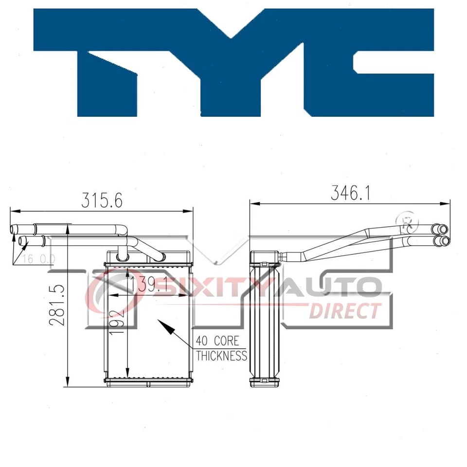 TYC Front HVAC Heater Core for 2002-2006 Mercury Mountaineer Heating Air lt - Изображение 1 из 4