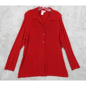 Coldwater Creek Shirt Womens XL Slinky Knit Button Front Stretch Comfort Travel - Picture 1 of 12