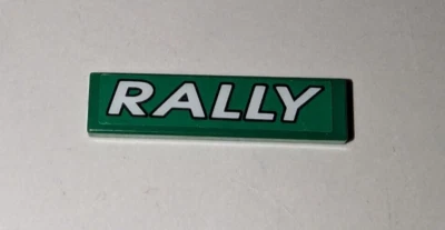 Lego 1x4 Green Tile Decorated RALLY White Pattern Set 6550 Part # 2431pb013 EUC - Image 1 of 2