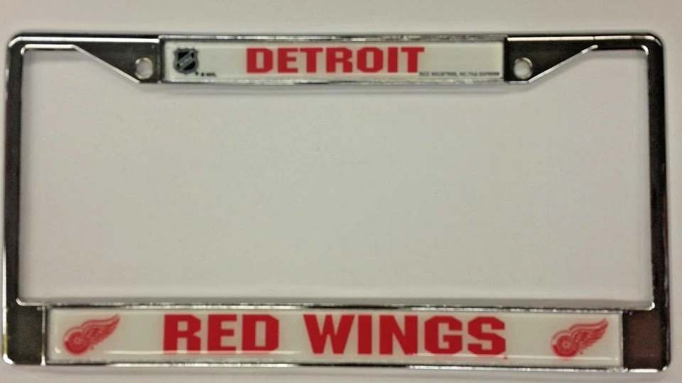NHL Detroit Red Wings, marco de matrícula de metal (cromo de lujo) Foto 1 de 1
