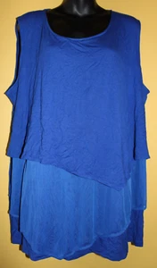 Catherines 2x Royal Blue Knit Tank Top Layered Tiered Look 22/24W - Picture 1 of 5