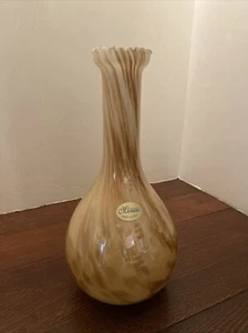 Gold/Creams Konfetti Vase Murano Verarbeitung Kunst Handgeblasene Glasvase - Bild 1 von 8