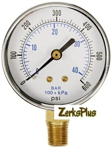 Manometro 600 PSI DRY 1-1/2" cassa acciaio nero attacco inferiore 1/8" - Foto 1 di 1