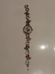 Vintage Ladies Rare Piper And Blue Stainless Enamel Cherries Dial And Band Watch - Picture 1 of 4