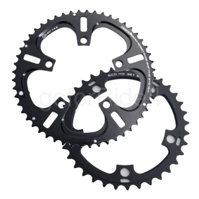 DRIVELINE Crank Chain ring Road Bike 52-36T,2x 11 Speed,7075/T6 BCD 110mm Black - Image 1 of 4