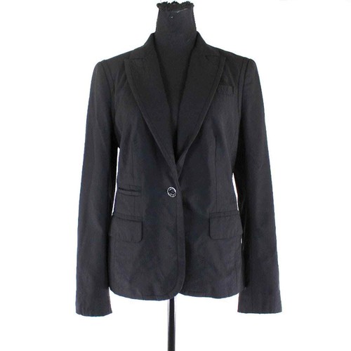 Blazer Tory Burch Nero Lana Leggera Petto Singolo 4 Logo Bottoni