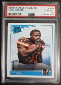 2018 Panini Donruss Rated Rookie Nick Chubb PSA 10 Cleveland Browns #308 - Picture 1 of 2