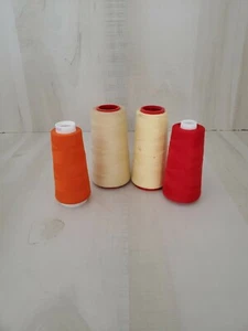 Serger overlock  Thread Lot of 4 2 yellow 1 red 1 orange Used  - Picture 1 of 2