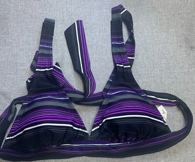 Top de bikini Converse a rayas moradas y negras talla S Foto 1 de 3