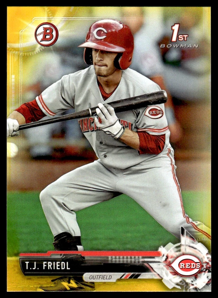 2017 Bowman Prospects Yellow T.J. Friedl Cincinnati Reds - Image 1 of 2