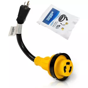 Adaptador eléctrico RV cable de alimentación 15A macho a 30A bloqueo giratorio hembra para autocaravana - Imagen 1 de 4