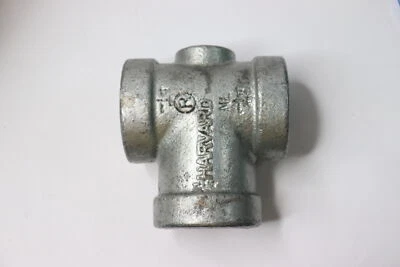 Harvard Galvanized Tank Tee 1-1/4" x 1-1/4" x 1-1/4" x 1/2" Drain Hold x 3/8" - Image 1 of 3