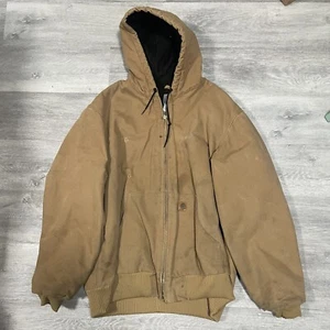Carhartt J130 CML Quilt Lined Hooded Canvas Barn Coat Work Jacket Mens XL Tall - Picture 1 of 8