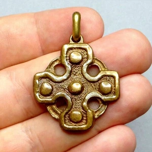 Large Celtic Cross. French Antique Religious Pendant. Large Bronze Medal. - Picture 1 of 9