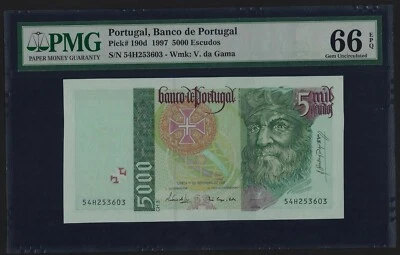 PORTUGAL  5000 Escudos 1997 P-190 UNC GRADED - Image 1 of 2
