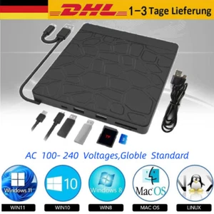 Externes CD/DVD-Laufwerk für PC Laptop USB 3.0 Brenner Reader Writer - +RW Disk - Bild 1 von 21