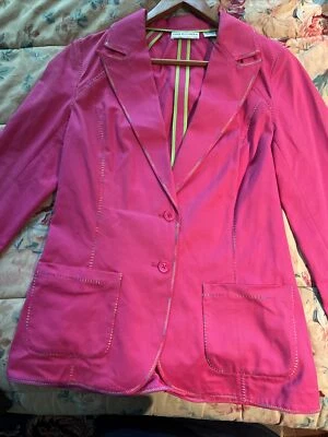 Chaqueta Blazer Dana Buchman BARBIE Rosa Cuello Muesca Bolsillos Zigzag Puntada Superior 8 Foto 1 de 4
