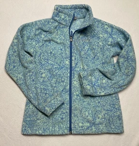 Columbia Girls Fleece Jacket Floral Blue Teal Sz MED Zip Up Outdoors Camping - Picture 1 of 7