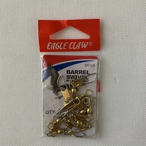 EAGLE CLAW  BARREL SWIVEL  w/ safety snap SZ 5  QTY 12   SS125 - Picture 1 of 2