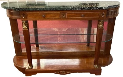 FRENCH MAHOGANY EMPIRE ENTRYWAY CONSOLE TABLE W/ MARBLE TOP - Image 1 of 4