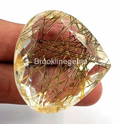 Lab Grown Certified 169 Ct Golden Rutilated Quartz Pear Cut Loose Gemstone 4JKH - Image 1 of 4