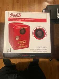 Coca-Cola Inbuilt Bluetooth Speaker Mini Fridge 6 Can Cooler for Travel, Camping - Picture 1 of 9