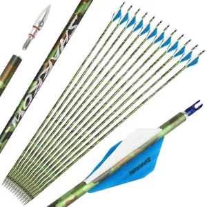 30" Pure Carbon Arrow Spine340 ID6.2mm Camo RecurveBow Compoundbow Shoot Hunting - Picture 1 of 21