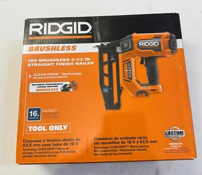 Clavadora Ridgid R09893B 18V sin escobillas 2-1/2" acabado recto (solo herramienta) totalmente nueva Foto 1 de 2