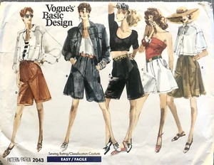 VOGUE 2043 1980's Tailored Shorts Sewing Pattern - CUT Size 16. - Picture 1 of 2